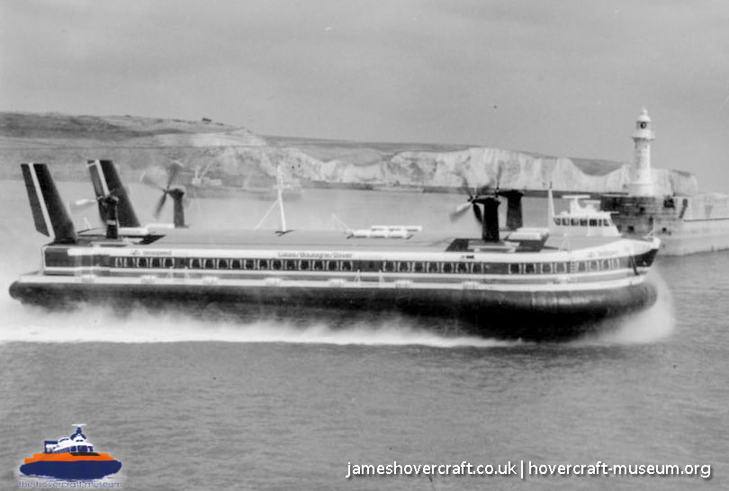SRN4 The Princess Anne (GH-2007) with Seaspeed at Dover -   (submitted by The <a href='http://www.hovercraft-museum.org/' target='_blank'>Hovercraft Museum Trust</a>).